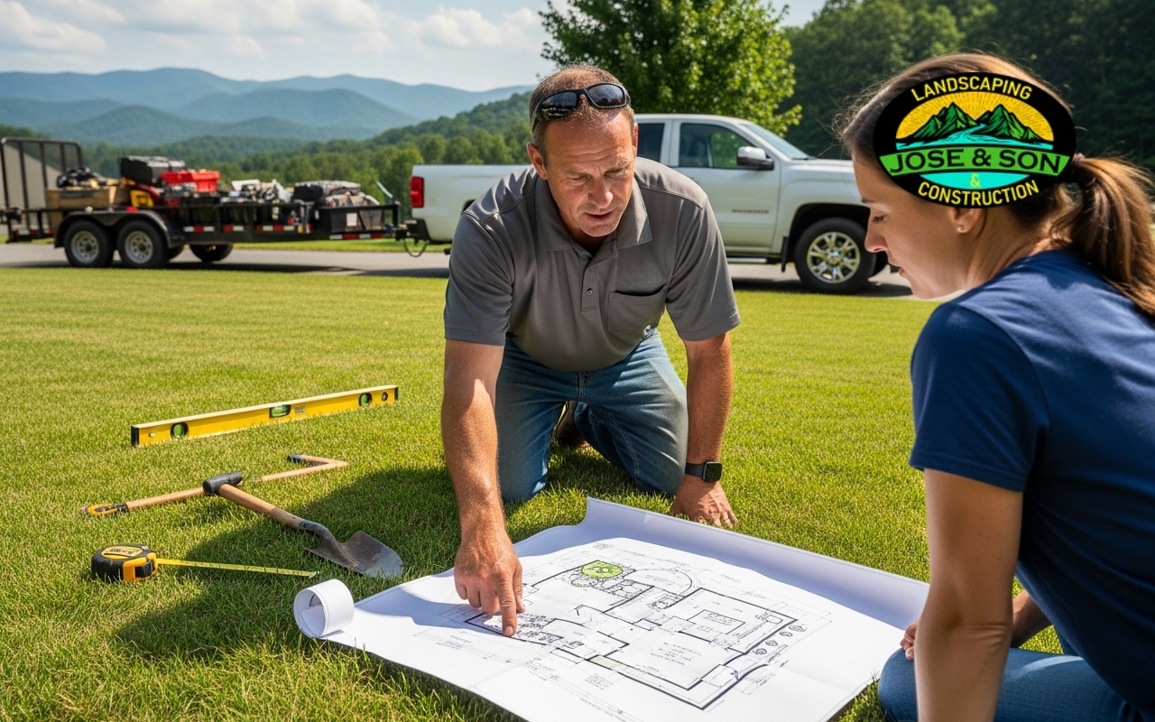 landscaping contractor in Spruce Pine NC planning a home yard design