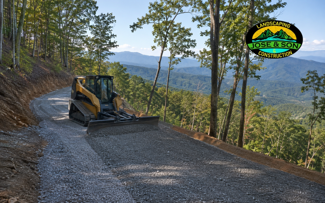 Driveway grading in Spruce Pine, NC on a mountain property