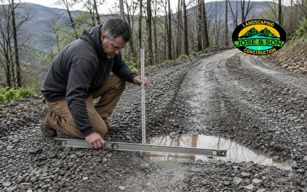 Gravel driveway maintenance inspection for ruts and low areas